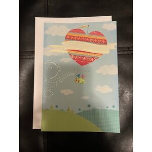 Hallmark Sentimental Studios Happy Anniversary Card Heart Hot Air Balloon Birds